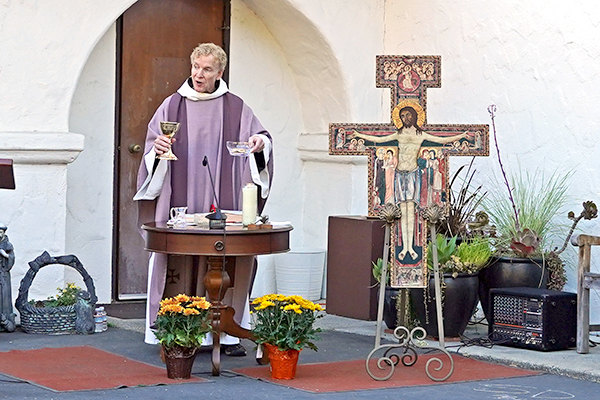 Father Rusty Mass Next to San Damiano Cross